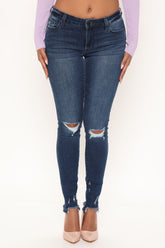 Tall Your Turn Distressed Jeans - Dark Denim Ins Street